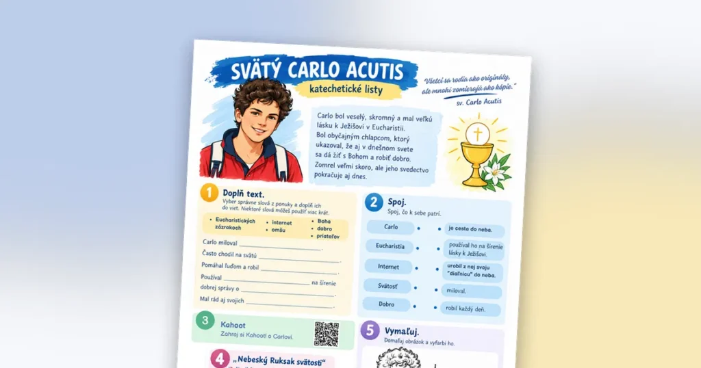 Pracovný list Svätý Carlo Acutis